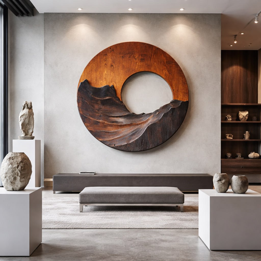 Natural Ridge Solid Wood Wall Sculpture for Living Room