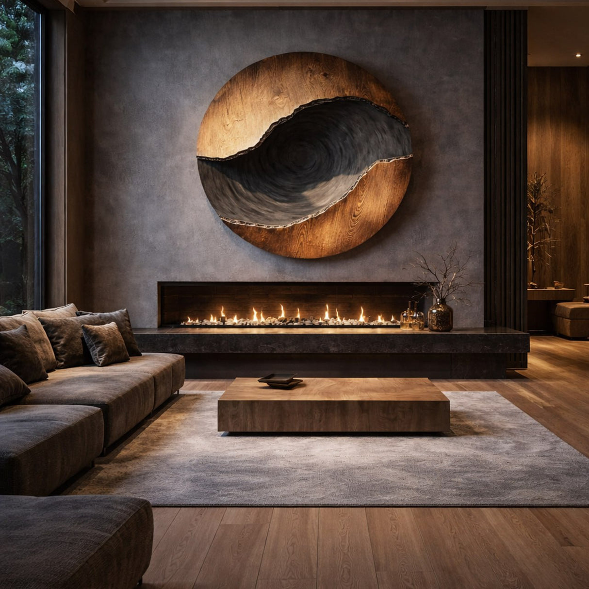 Organic Solid Wood Wall Sculpture for Living Room Display