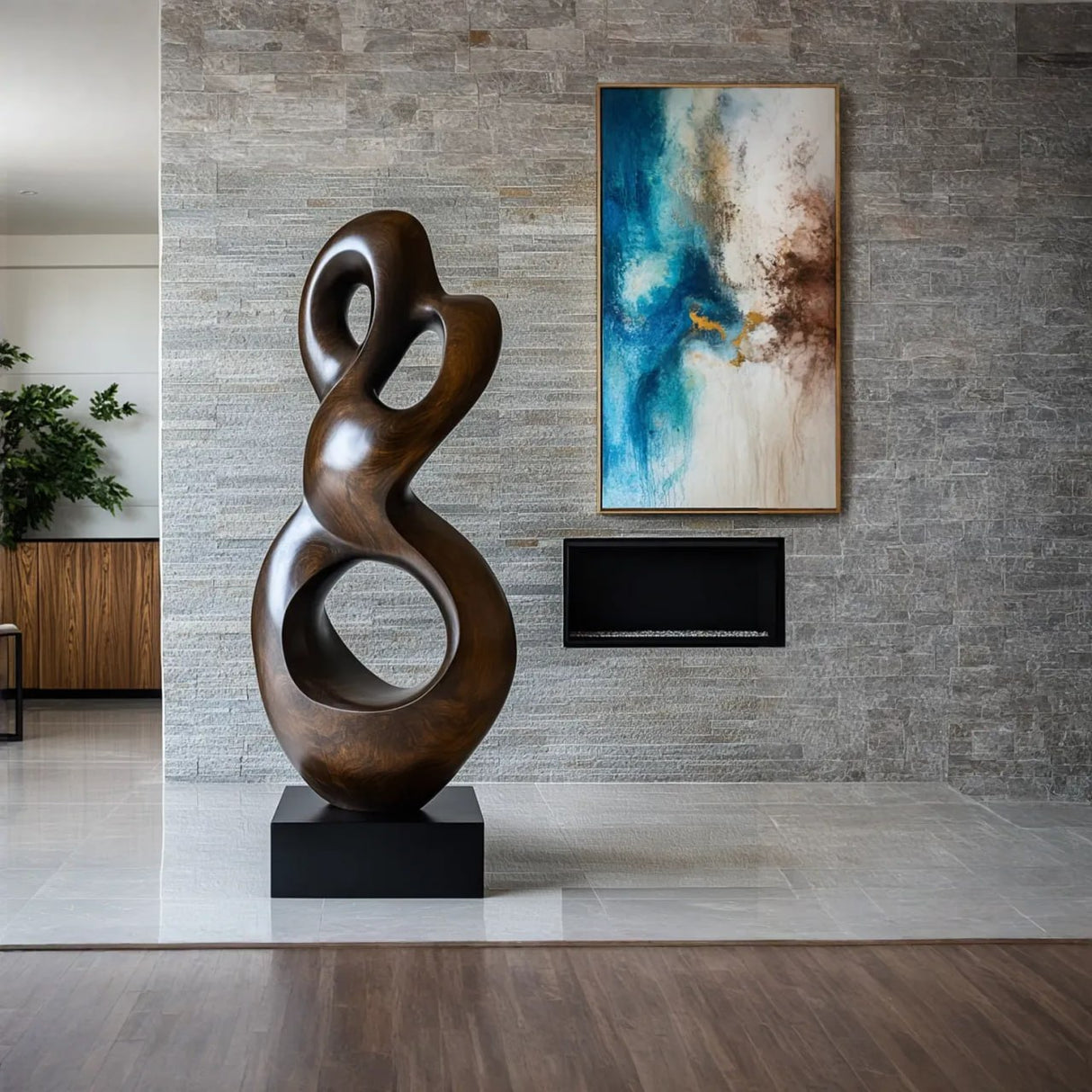 Eternal Harmony Abstract Solid Wood Sculpture
