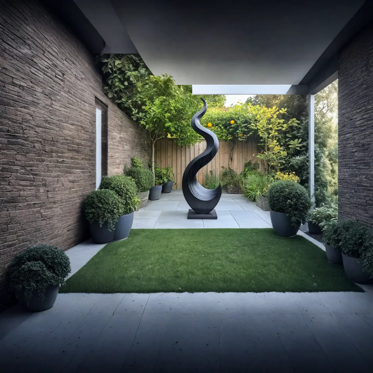 Outdoor Flame Form Solid Wood Sculpture