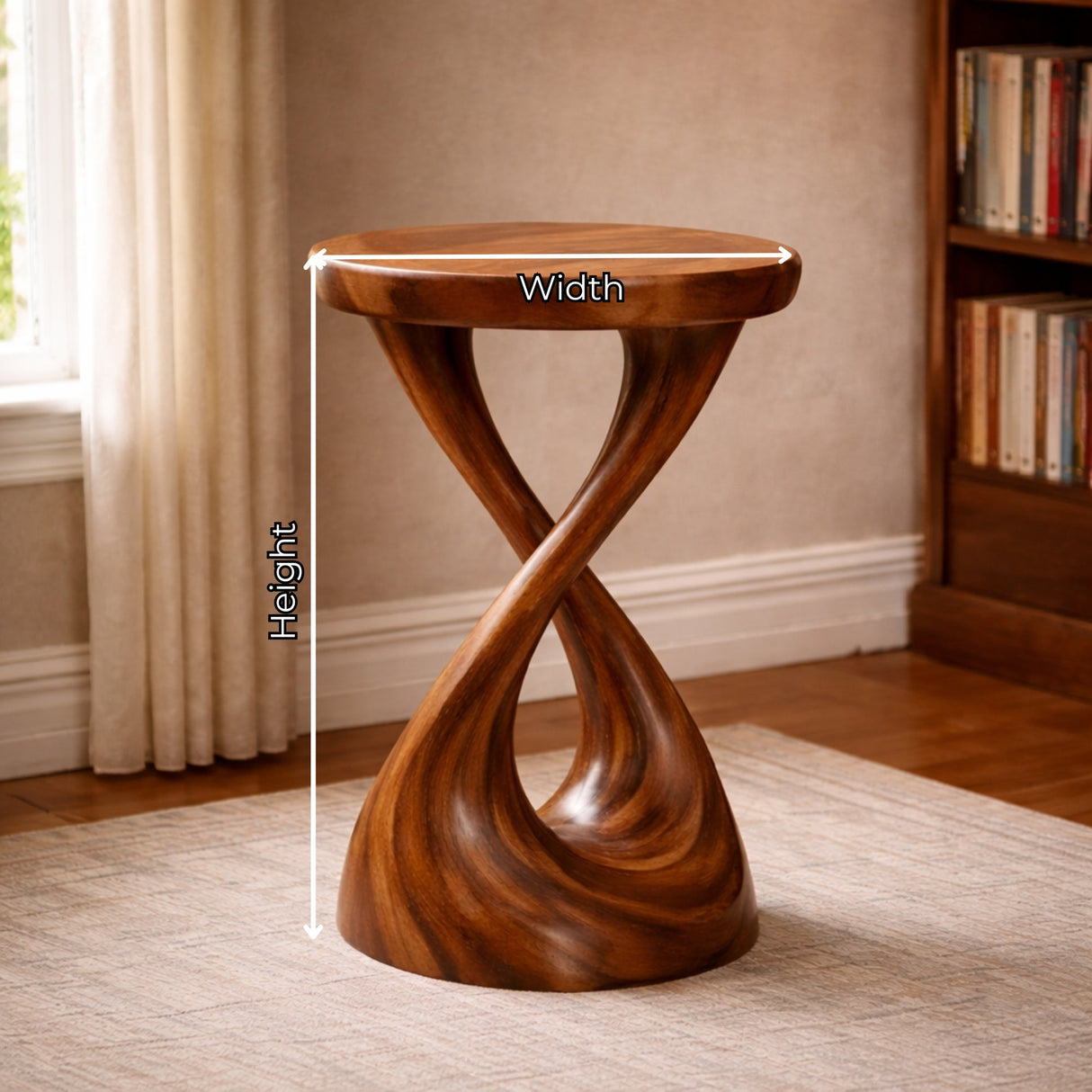 Solid Wood Sculpted Side Table Modern Organic Accent Furniture