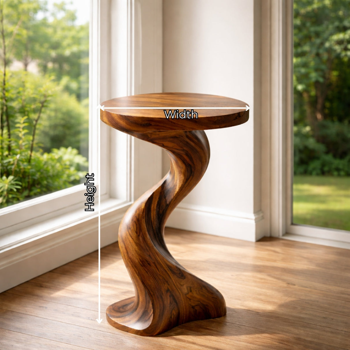 Solid Wood Twisted Side Table Modern Sculpted Accent Piece