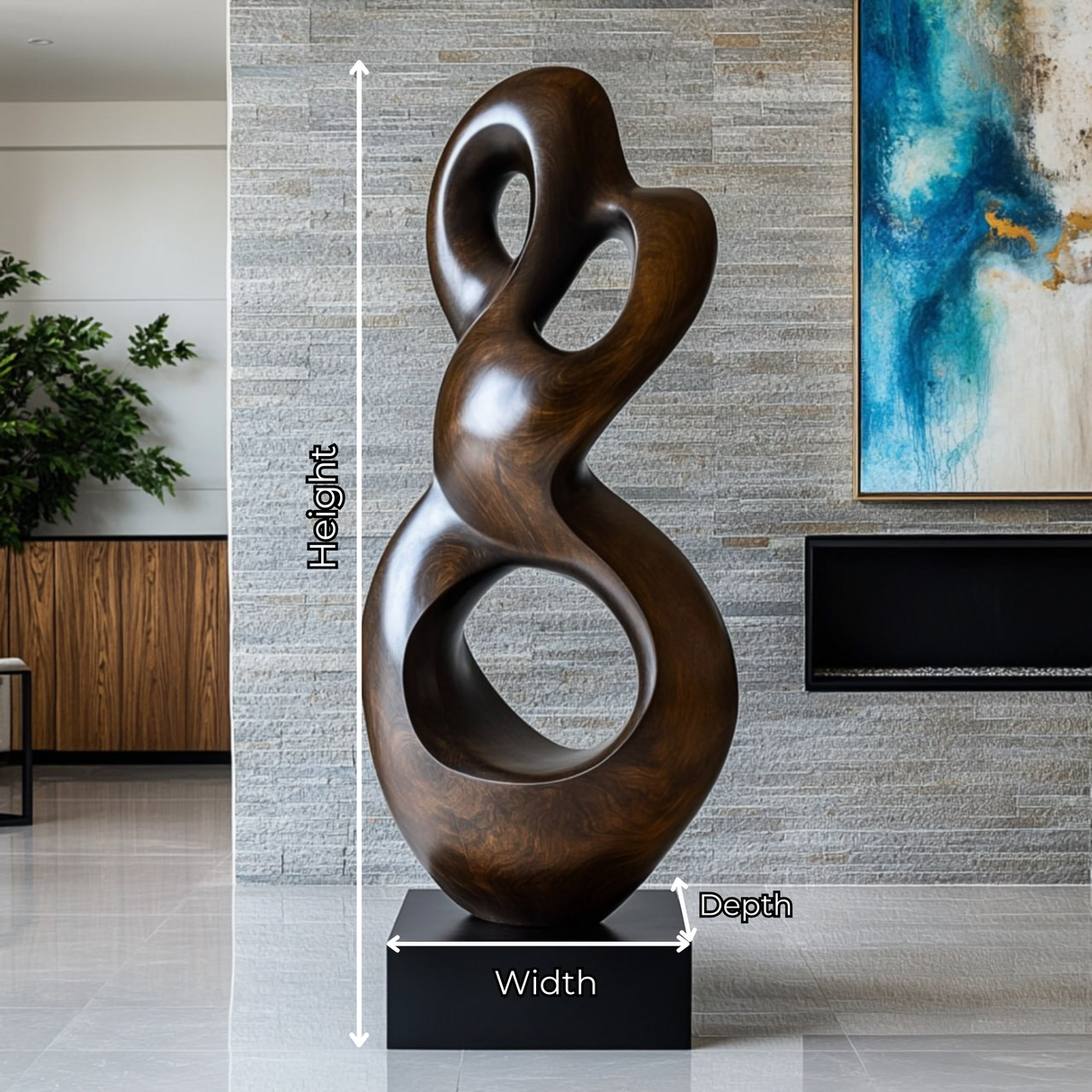 Eternal Harmony Abstract Solid Wood Sculpture
