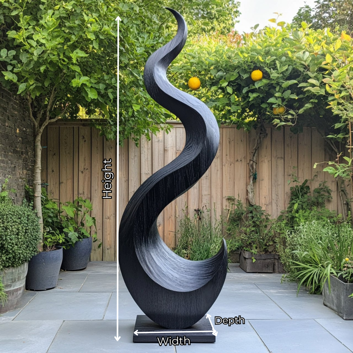 Outdoor Flame Form Solid Wood Sculpture
