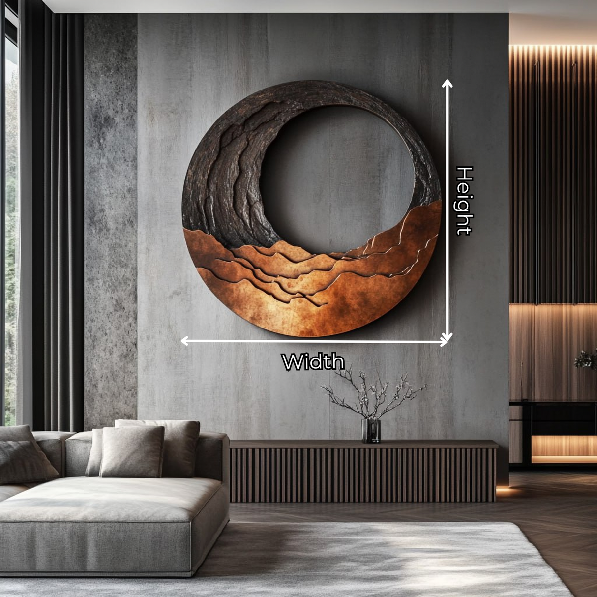 Round Solid Wood Wall Art with Layered Open Center Design