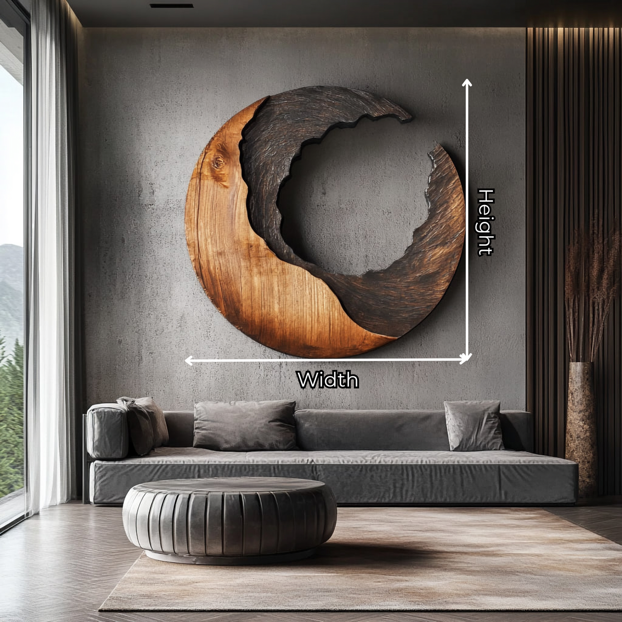 Organic Crescent Solid Wood Wall Sculpture for Modern Interiors