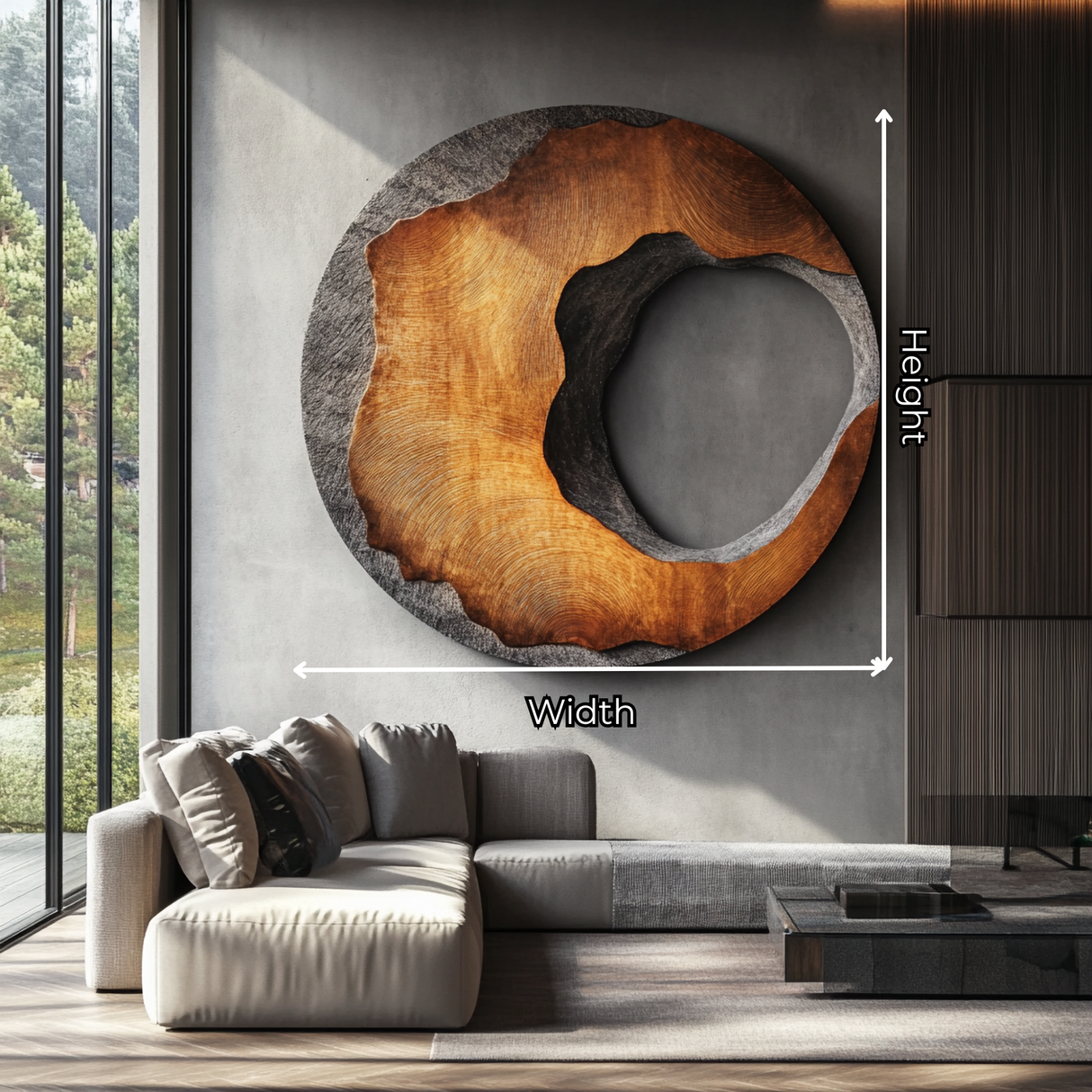 Eroded Edge Round Solid Wood Wall Sculpture for Modern Interiors