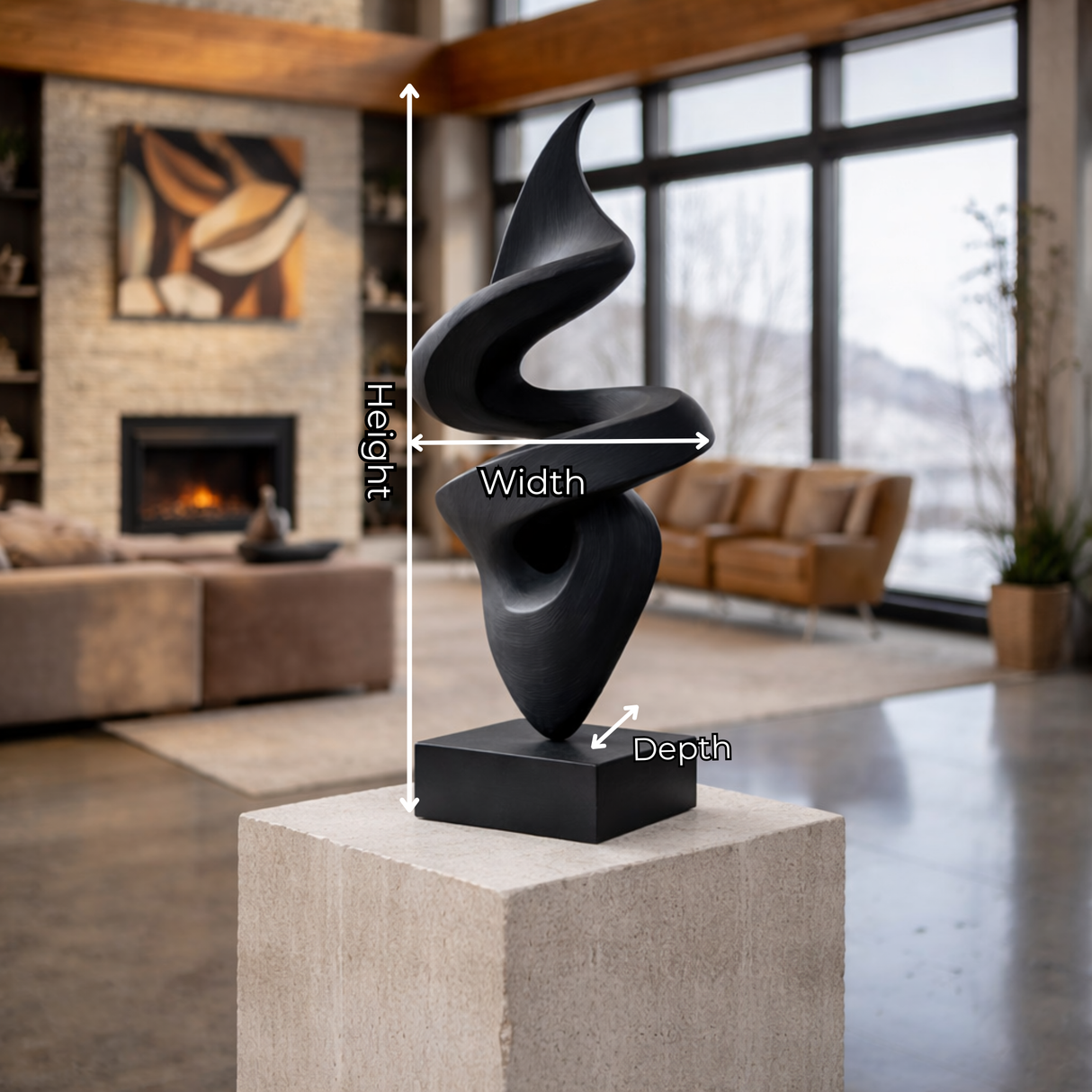 Abstract Spiral Wood Sculpture Modern Minimalist Handmade Art Decor