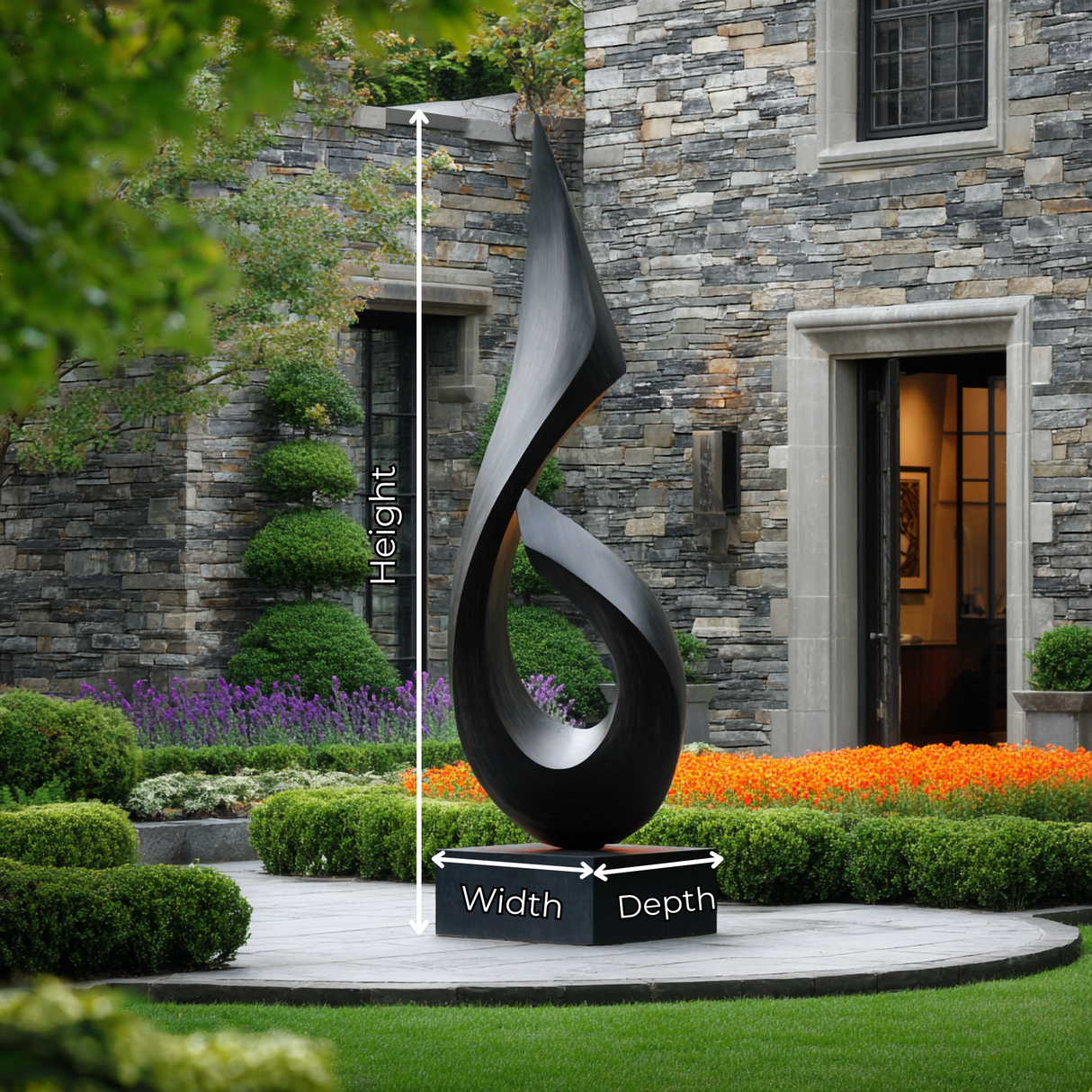 Modern Abstract Solid Wood Outdoor Sculpture for Contemporary Garden