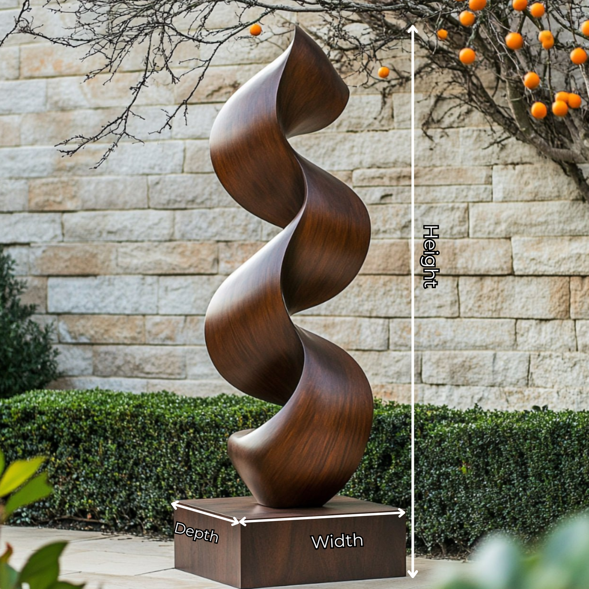 Contemporary Solid Wood Spiral Sculpture for Garden and Outdoor Spaces