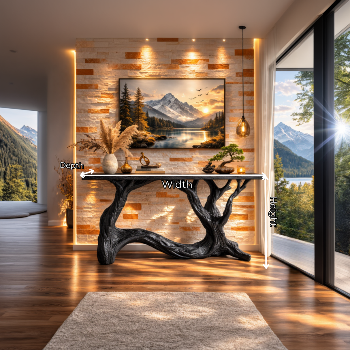 Interwoven Branch Solid Wood Console Table