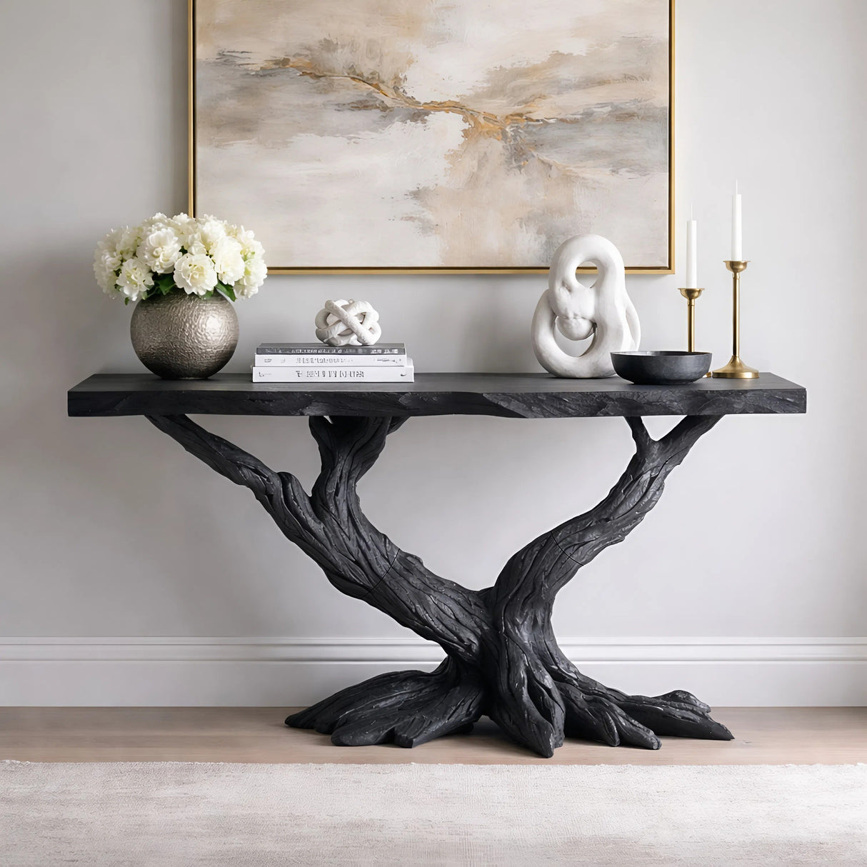 Sculptural Console Table with Twisted Root Base