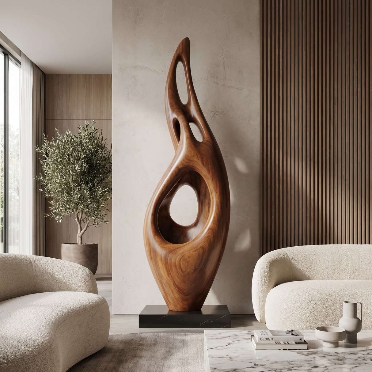 Solid Wood Contemporary Sculptural Form for Luxury Interior Spaces