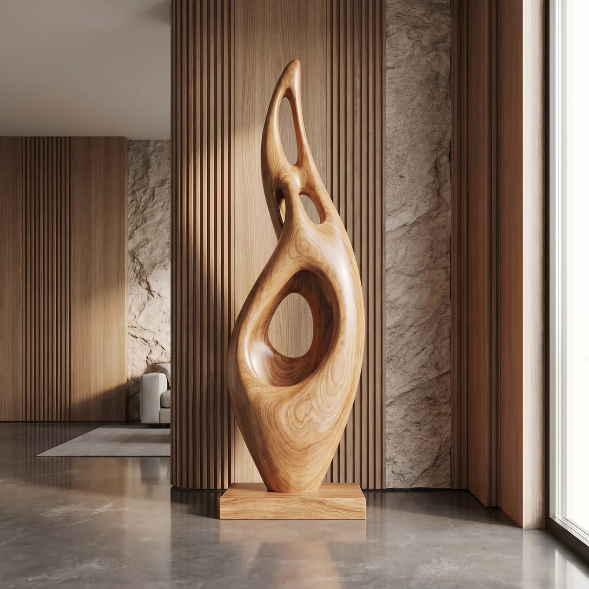 Solid Wood Contemporary Sculptural Form for Luxury Interior Spaces