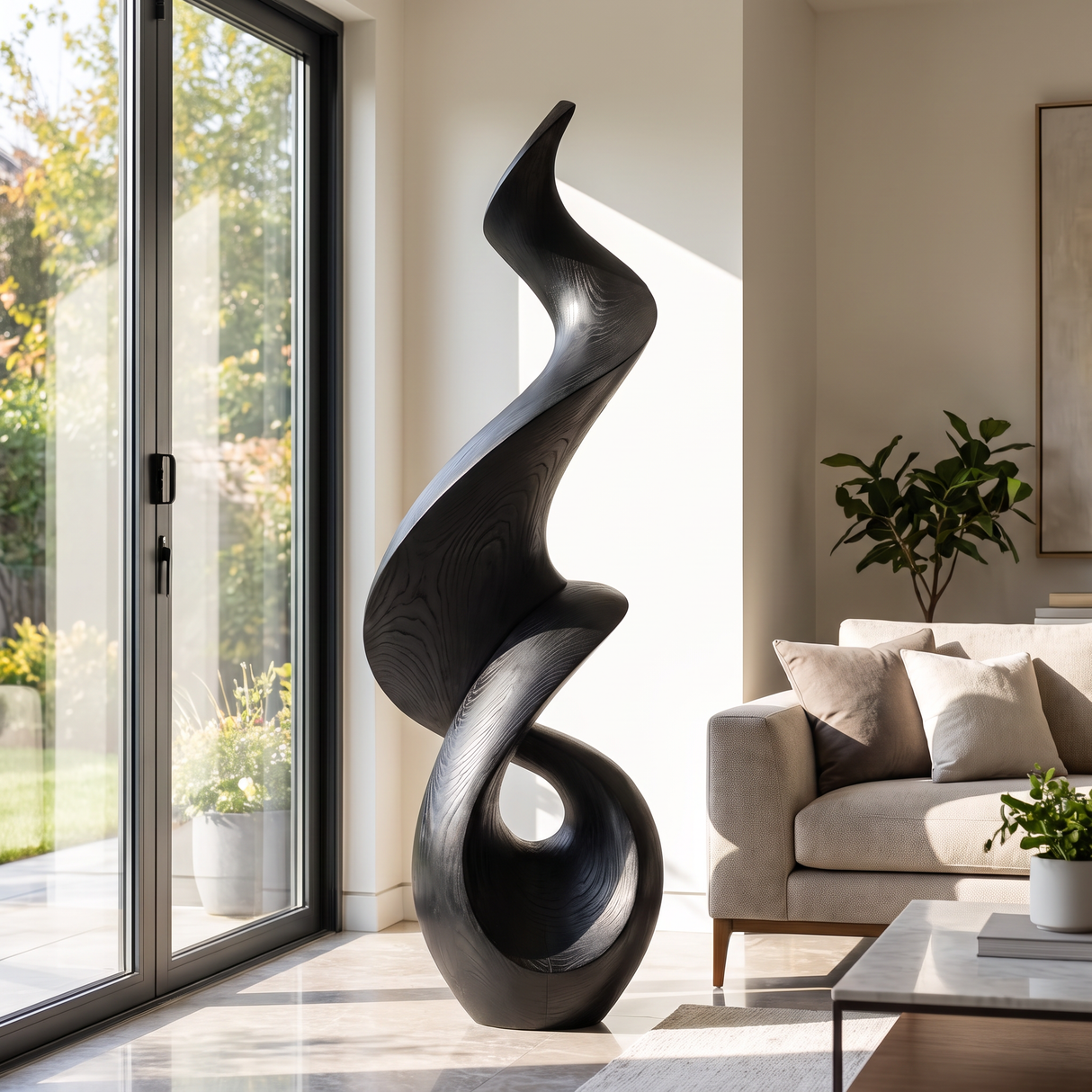 Abstract Solid Wood Floor Sculpture for Luxury Interior Display