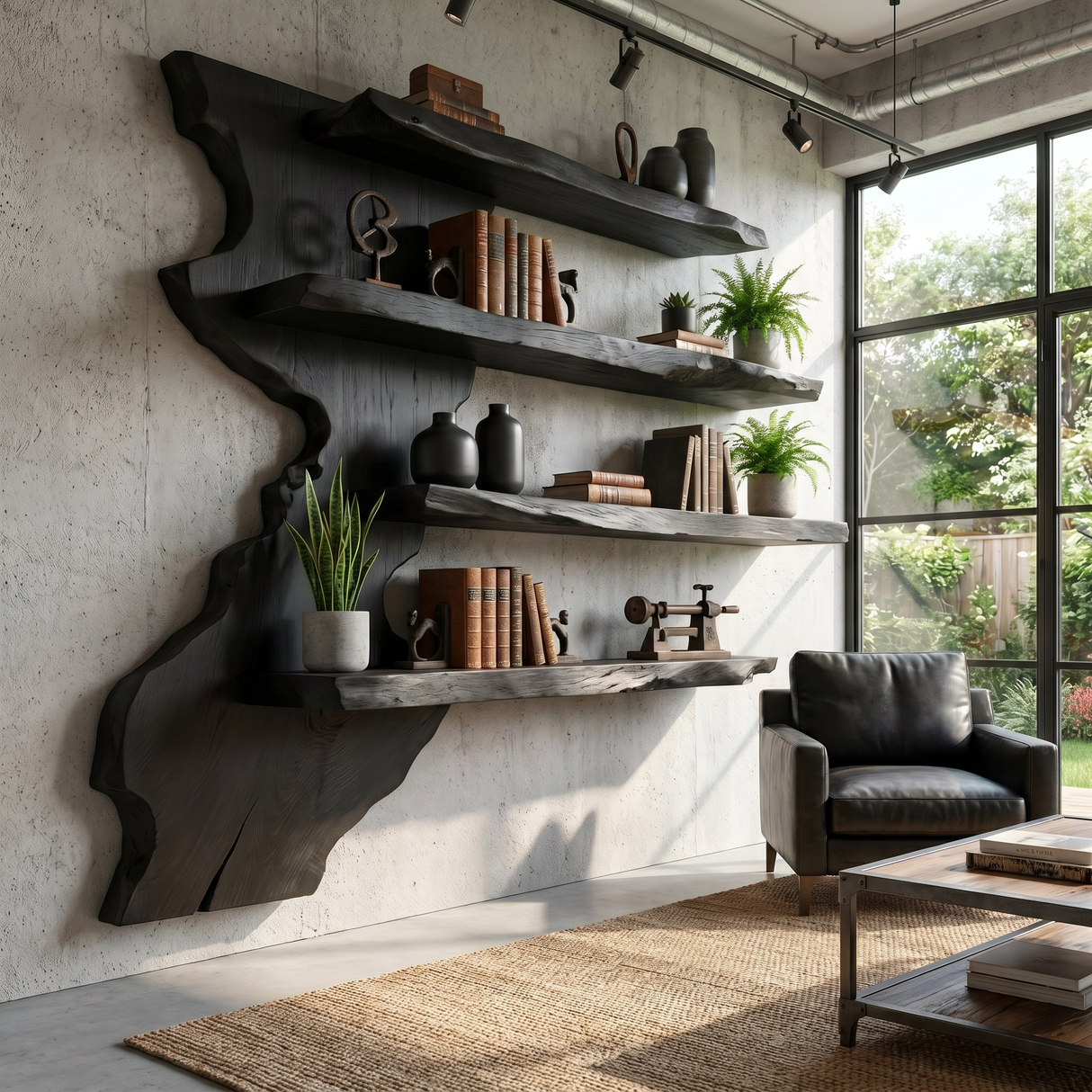 Modern Live Edge Wooden Wall Shelf Handmade Floating Solid Wood Rustic Display Shelving