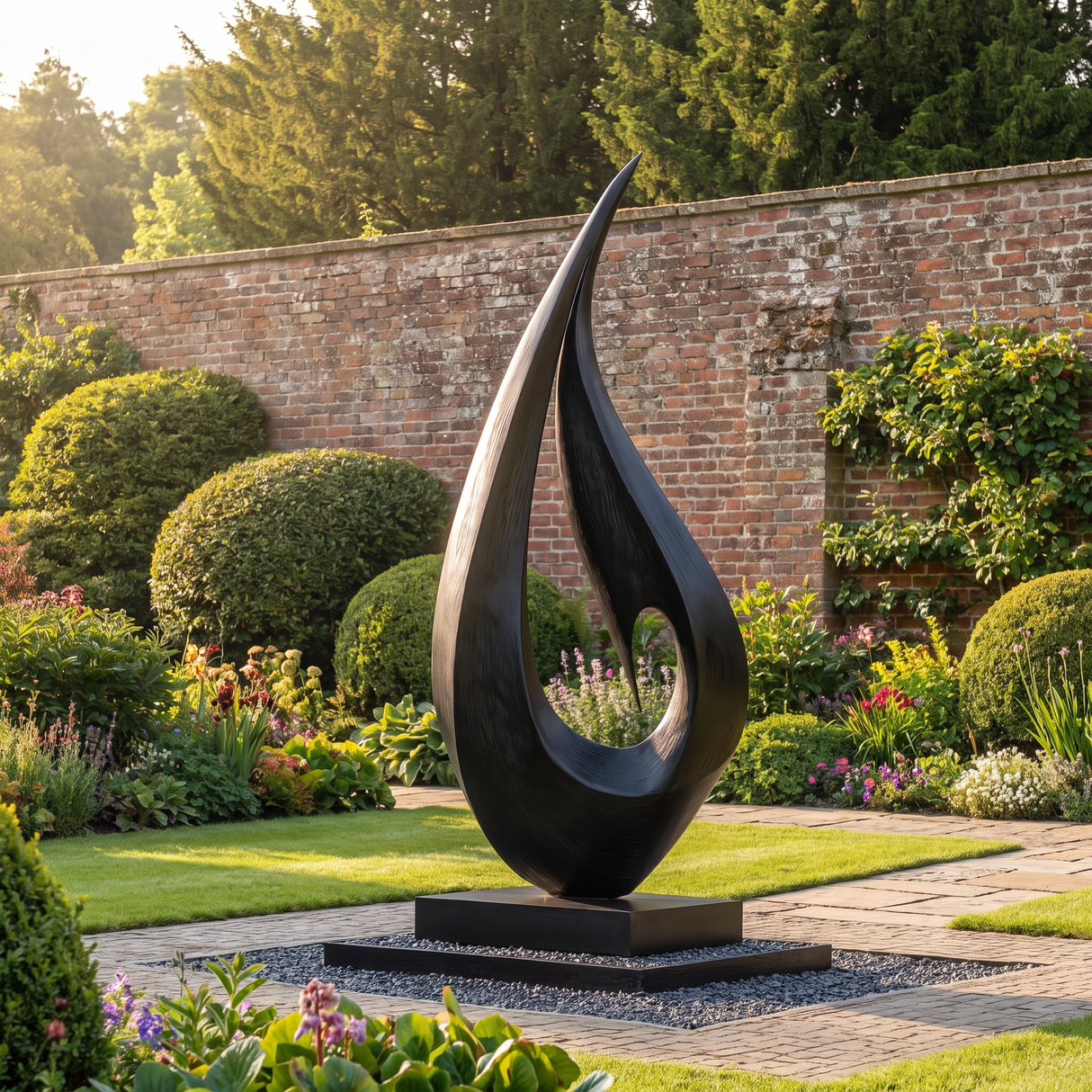 Outdoor Teardrop Solid Wood Sculpture for Modern Abstract Garden Art
