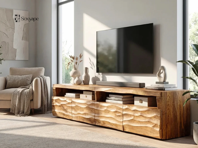 Wooden Vintage TV Stand - Classic Warmth for a Stylish Living Room