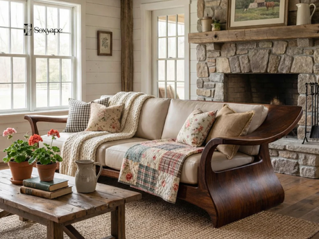 Natural Style Wooden Sofa - Organic Comfort For Warm American Living Rooms
