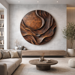 Contemporary Solid Wood Layered Wall Sculpture for Living Rooms