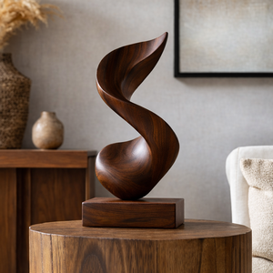 Abstract Twisted Wood Sculpture Modern Organic Tabletop Decor