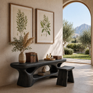 Organic Solid Wood Sculptural Bench with Open Base for Entryway and Living Space