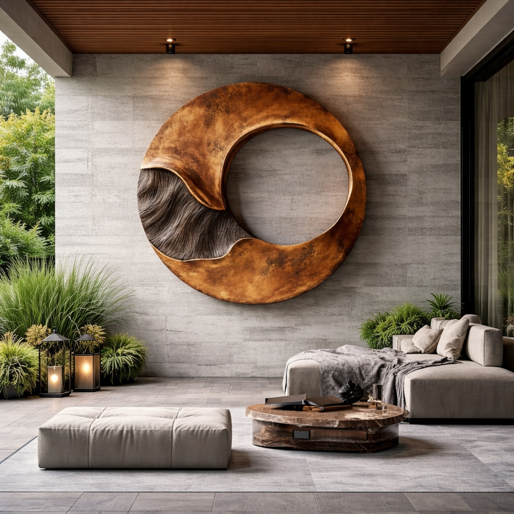 Organic Open Ring Solid Wood Wall Art for Living Room