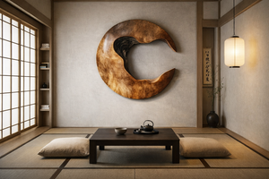 Modern Organic Open Center Solid Wood Wall Sculpture for Living Room