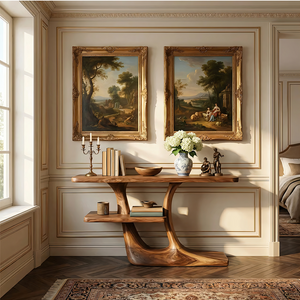 Sculptural Solid Wood Console Table for Modern Entryway