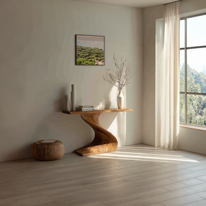 Sculpted Solid Wood Hallway Table for Organic Modern Interiors
