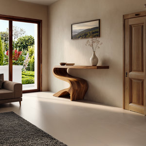 Curved Solid Wood Console Table for Mediterranean Style Interiors