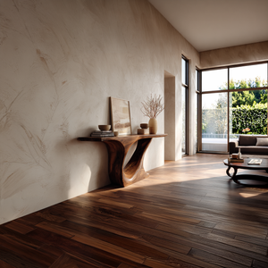 Organic Curve Solid Wood Console Table with Sculpted Pedestal Base