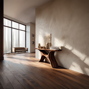 Organic Modern Solid Wood Console Table with Curved Base