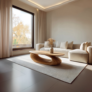 Organic Sculpted Wood Coffee Table Modern Art Base