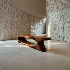 Sculptural Solid Wood Bench with Flowing Base for Modern Interiors