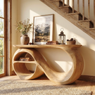 Solid Wood Console Table with Infinity Sculptural Base