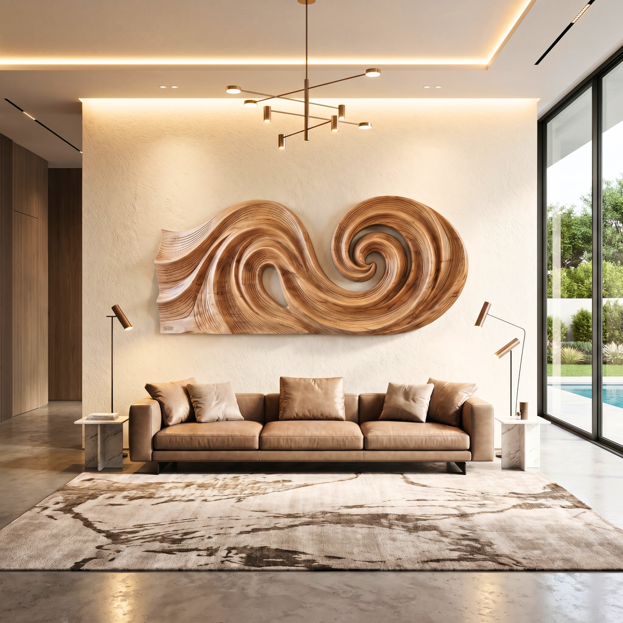 Double Spiral Flow Wood Wall Sculpture