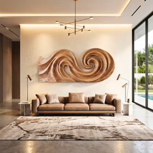 Double Spiral Flow Wood Wall Sculpture
