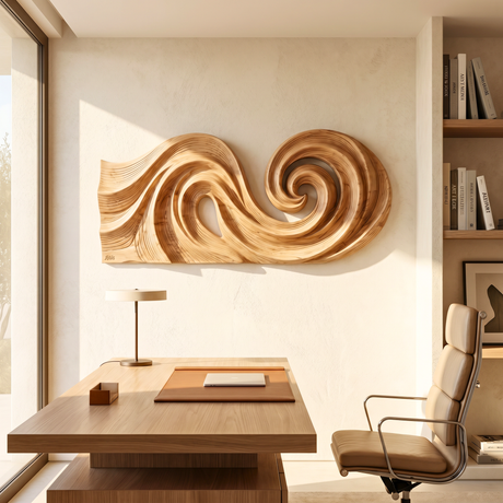 Double Spiral Flow Wood Wall Sculpture