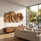 Double Spiral Flow Wood Wall Sculpture