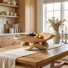 Solid Wood Ripple Fruit Bowl with Sculptural Wave Base and Flowing Rim