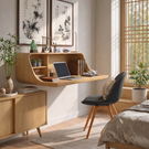 Modern Floating Desk with Integrated Shelf Storage