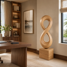 Handcrafted Solid Wood Infinity Loop Sculpture for Modern Entryway Decor