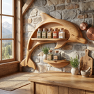 Carved Solid Wood Dolphin Wall Spice Shelf with Coastal Kitchen Storage