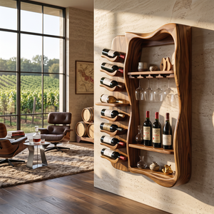 Wall Mounted Wine Rack Solid Wood with Vertical Bottle Cradles for Home Bar