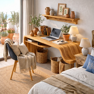 Organic Floating Writing Desk with Flowing Sculptural Edge