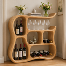 Wine Cabinet Solid Wood with Organic Curved Compartments for Home Bar Storage