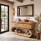 Solid Wood Bathroom Vanity with Loop Frame Base and Drawer Storage