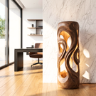 Organic Cutout Wood Floor Lamp with Warm Glow