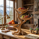 Solid Wood Tree-Shaped Fruit Stand with Triple Floating Bowl Trays